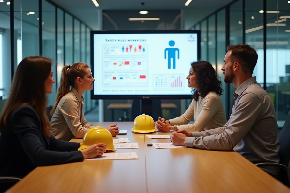 Formation sur les règles de sécurité au travail dans une salle de réunion moderne