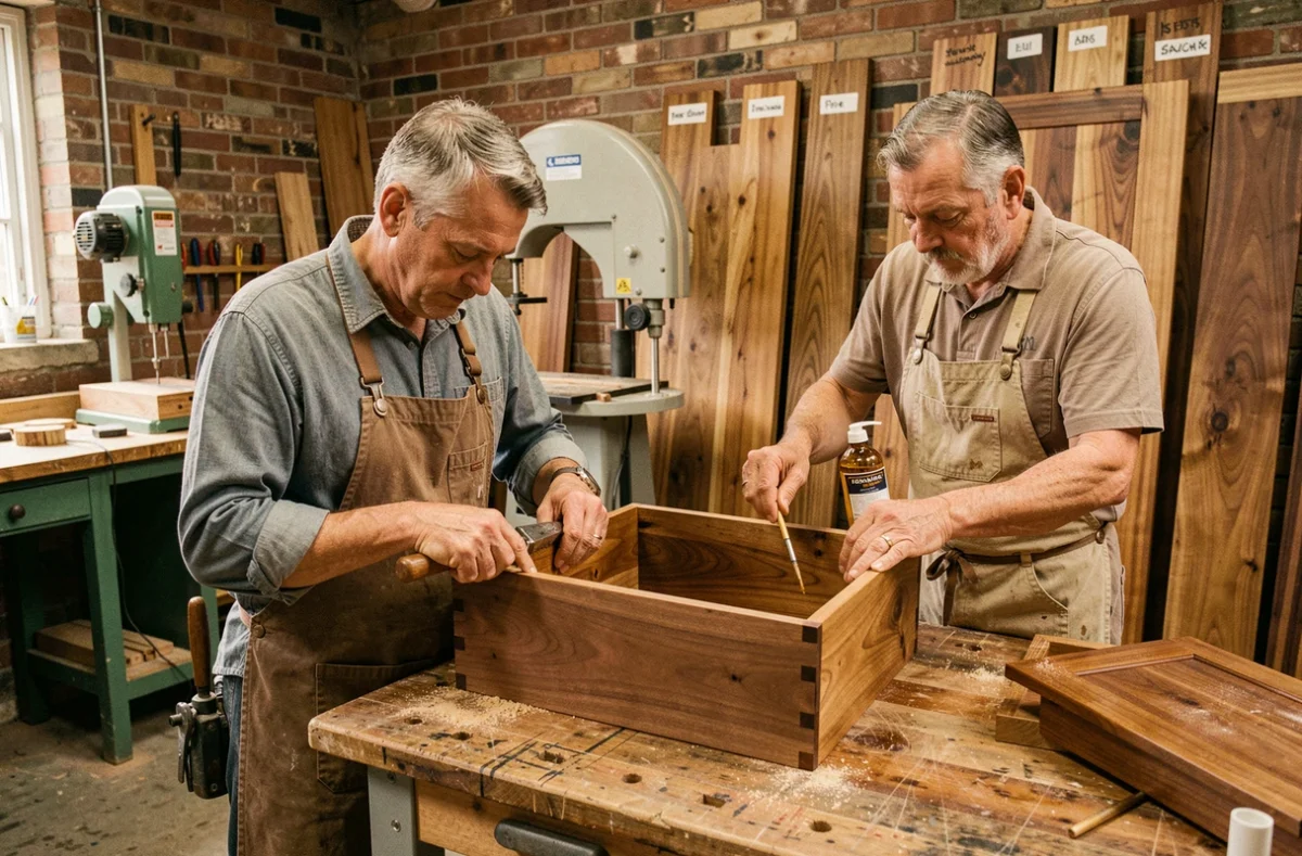 Artisans de Menuiserie BF Concept fabriquant des meubles de cuisine sur mesure dans leur atelier